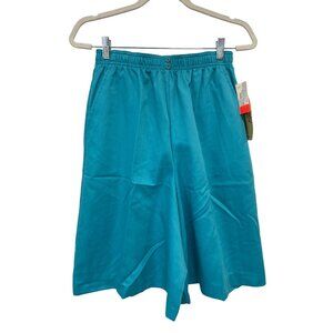 80s Vintage Pykettes Shorts Size 8 Pull On Elastic Waist Aqua Blue Deadstock NEW